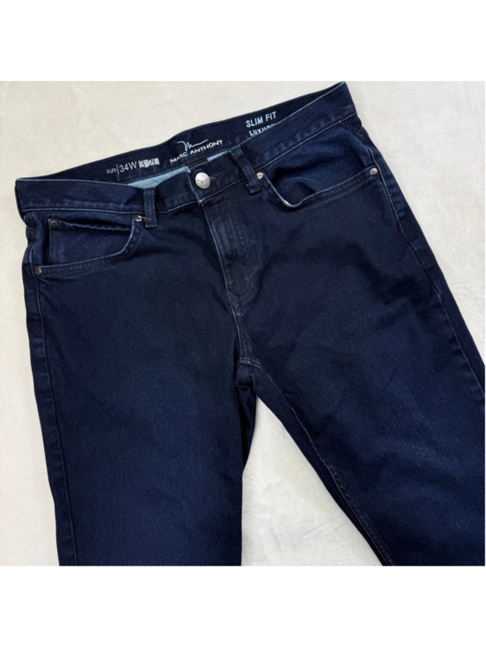 Men's Marc Anthony Slim Fit Luxury Denim Dark Blue Jeans 34x32